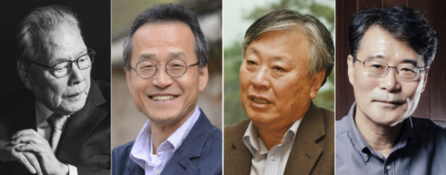 왼쪽부터 이어령 한중일비교문화연구소 이사장, 최재천 국립생태원장, 이문열 소설가, 장하성 고려대 경영대학 교수.