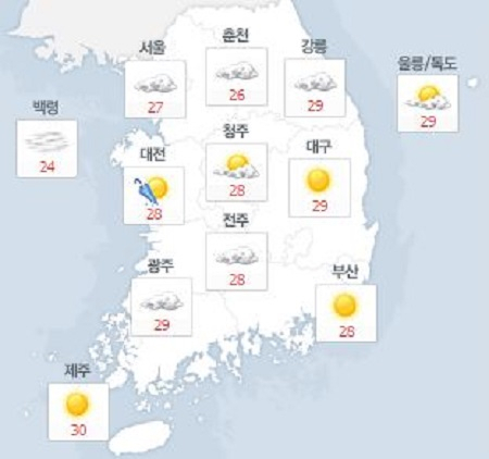 사진. 네이버날씨(오전 8시 기준)
