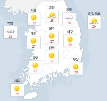 사진. 네이버날씨(오전 8시 기준)