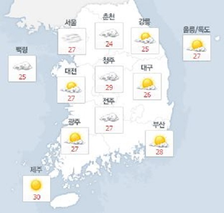 사진. 네이버날씨(오전 8시 기준)