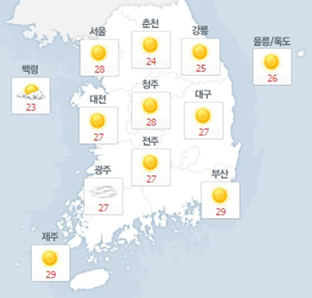 사진. 네이버날씨(오전 8시 기준)