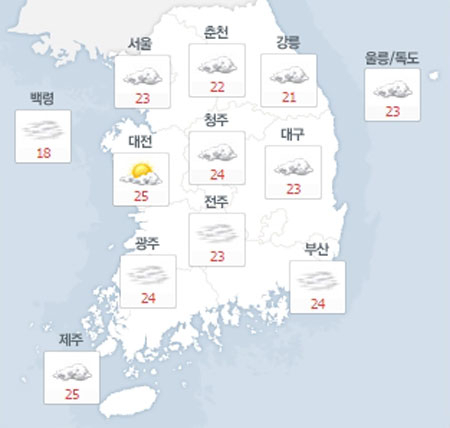 사진. 네이버날씨(오전 7시 기준)