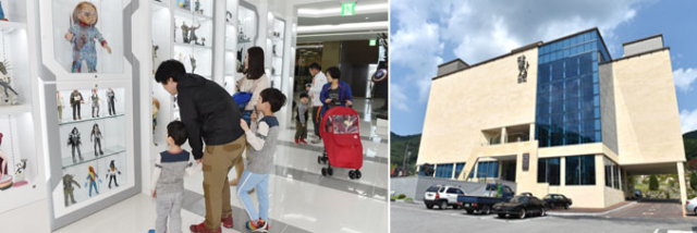 권진규미술관 내 장난감박물관에서 관람객들이 장난감을 보고 있다.(사진 왼쪽), 권진규미술관 전경.