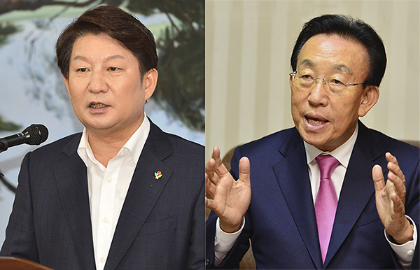 권영진 대구시장(왼쪽)과 김관용 경북도지사. 매일신문 D/B