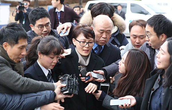 헌법재판소에 출석한 윤전추 행정관. 연합뉴스