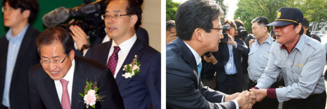 바른정당 국회의원들이 28일 유승민 후보에게 
