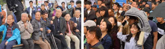 전주 한옥마을에서 시민들이 대선 후보 지지 유세를 지켜보고 있다. 전북일보 박형민 기자　