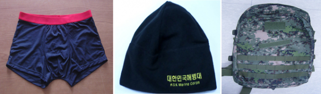 국방부는 장병들에게 드로즈 팬티와 동계 생활모(비니), 백팩을 신규 보급기로 했다고 29일 전했다. 드로즈 팬티는 7월 입소하는 신병과 상병 진급자부터 보급된다. 올해는 1벌을 보급하고 내년에는 2벌로 늘릴 계획이다. 사진은 신규 보급되는 드로즈 팬티, 동계 생활모, 출타용 가방.(왼쪽부터) 연합뉴스