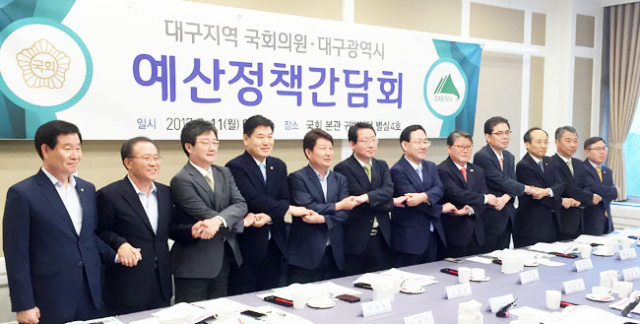 11일 국회에서 권영진 대구시장과 더불어민주당