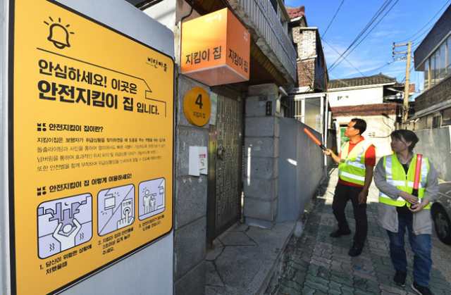 29일 대구 서구 비산7동 안전마을인 비단마을 곳곳에 위급 상황에 대비한 안전벨이 설치되어 있다. 성일권 기자 sungig@msnet.co.kr