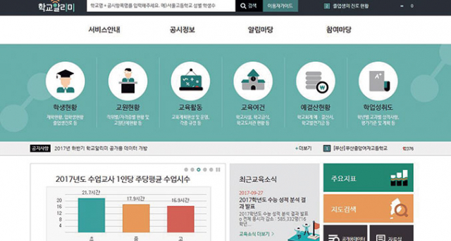 학교알리미 사이트 초기 화면.
