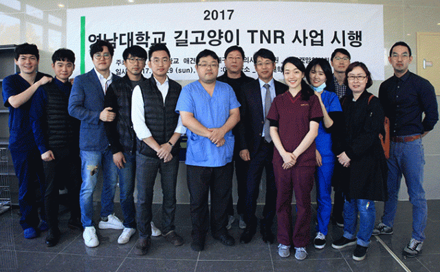 영남대 총동아리 애견클럽과 대구시수의사회가 대구캣맘협의회와 함께 