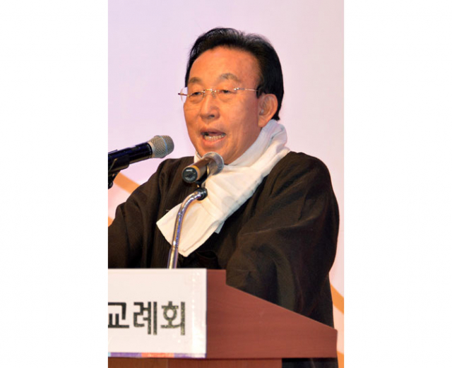 김관용 경북도지사가 대구경북 신년교례회에서 인사말을 하고 있다. 김영진 기자