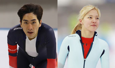 한국 스피드스케이팅 매스스타트 기대주, 이승훈과 김보름. 매일신문DB
