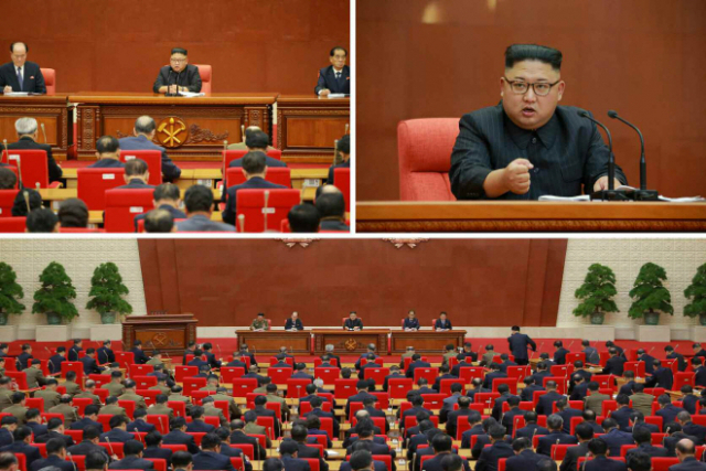 지난 해 10월 평양에서 열린 당 중앙위원회 제7기 제2차 전원회의모습.[노동신문=연합뉴스 자료사진]