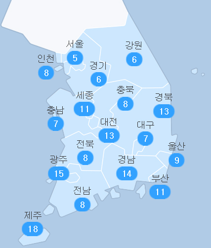 23일 오후 5시 기준 전국 미세먼지 현황. 에어코리아