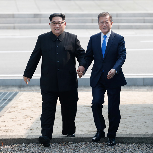 문재인 대통령, 김정은 북한 국무위원장. 공동취재단