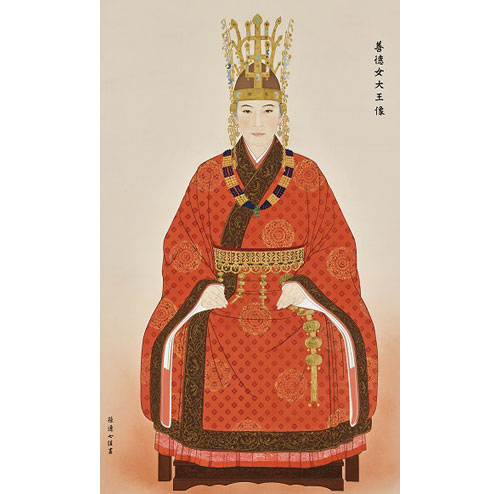 정부 표준영정 제98호로 지정된 동국대 명예교수 손연칠 화백의 선덕여왕 영정.
