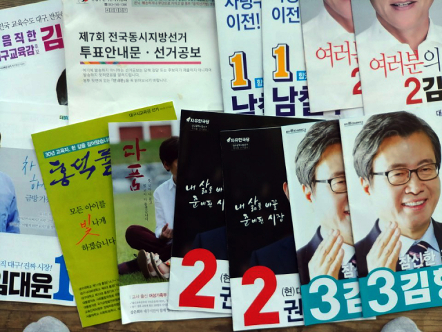 가정에 발송된 6·13 지방선거 공보물 중 일부가 누락되거나 중복돼 논란이 일고 있다. 독자 제공.
