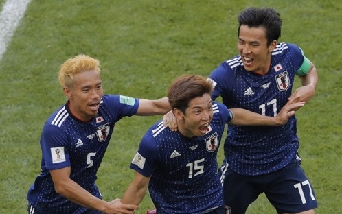 2018 러시아 월드컵에 출전해 아시아 국가 중 유일하게 16강에 진출한 일본 축구 국가대표팀. 연합뉴스