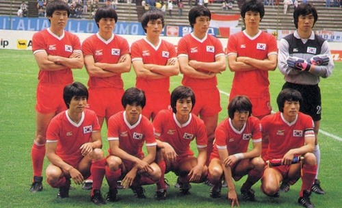 1986년 멕시코 월드컵에 출전한 한국 축구 국가대표팀. 대한축구협회