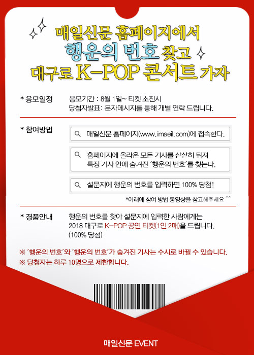 행운의 번호 이미지. 위의 행운의 번호는 예시입니다. 매일신문 DB