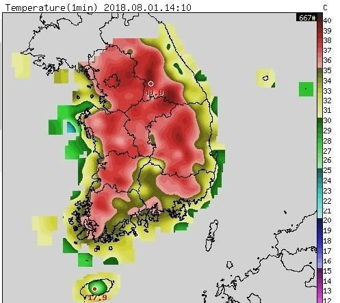 8월 1일 전국 폭염 현황. 연합뉴스