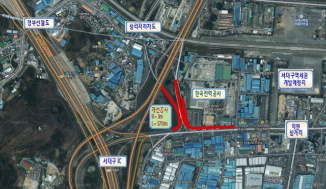 대구시 건설본부는 상습 지·정체 구간이었던 서구 이현IC 삼거리 주변 도로구조개선사업을 완료했다고 9일 밝혔다. 대구시 제공