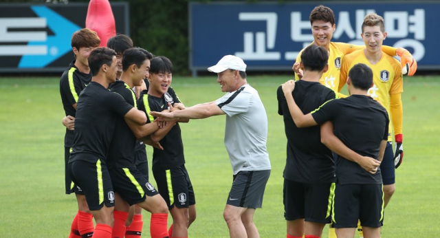 2018 아시안게임에 출전하는 한국 U-23 축구대표팀 훈련 장면. 연합뉴스
