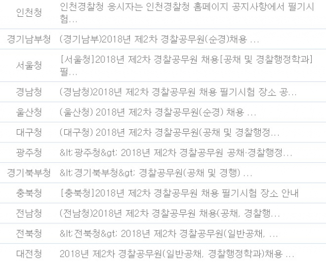 사이버경찰청 원서접수 화면. 해당 웹사이트
