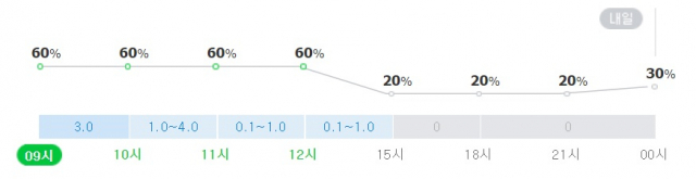 서울 27일 강수확률. 네이버날씨