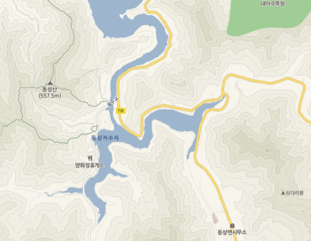 전북 완주 동상저수지 일대 지도. 네이버 지도