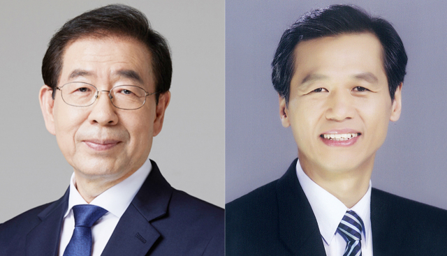 청와대가 16일 제3차 남북정상회담을 비롯한 문재인 대통령의 평양 방문에 동행할 공식·특별 수행원을 발표했다. 사진은 지방자치단체와 접경지역을 대표하는 박원순 전국시도지사협의회 의장(왼쪽)과 최문순 강원도지사. 연합뉴스