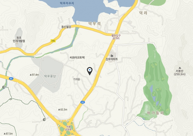 화재 발생한 화성시 향남읍 싸이노스 위치(지도 중앙 