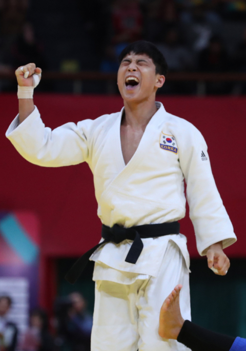 자카르타-팔렘방 아시안게임 유도 남자 66kg급 금메달리스트 안바울.