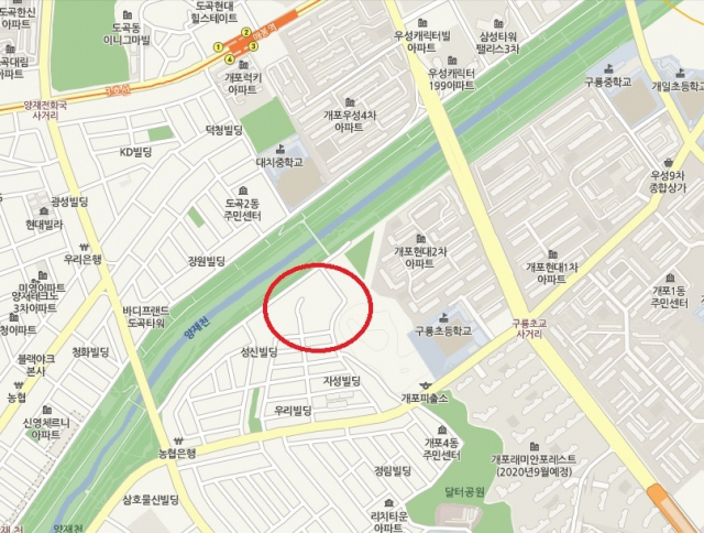 개포동 재건마을 위치. 네이버 지도