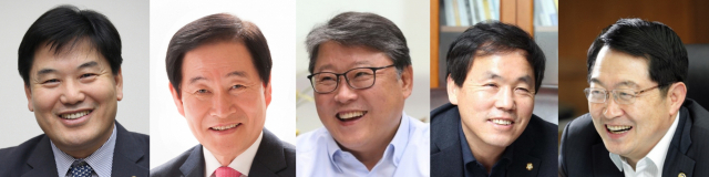 홍의락 더불어민주당 국회의원, 곽대훈 자유한국당 대구시당위원장, 조원진 대한애국당 공동대표, 김현권 더불어민주당 국회의원, 백승주 자유한국당 국회의원. 왼쪽부터