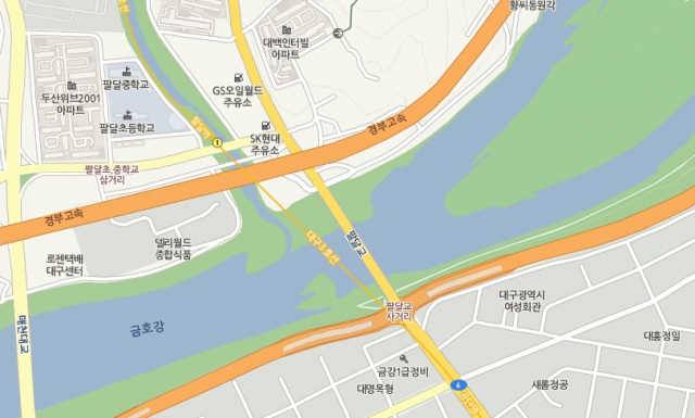팔달역 및 팔달교 인근 대구 도시철도 3호선. 네이버 지도