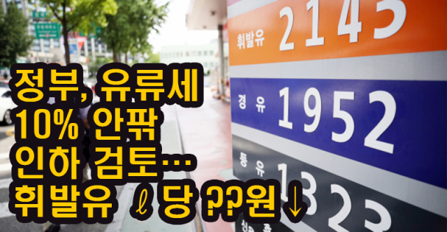 유류세 10% 안팎 인하 검토…휘발유 ℓ당 82원↓