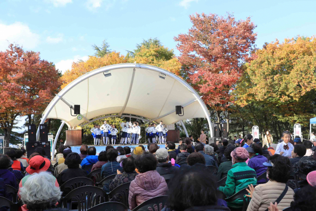 지난 27일 대구 수성구 범어시민공원에서 열린 야시골마을축제에서 주민들이 공연을 관람하고 있다. 수성구청 제공