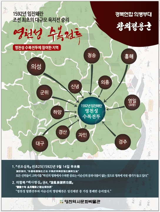 임진왜란 때 영천성 수복전투 참여 지역. 영천시 제공