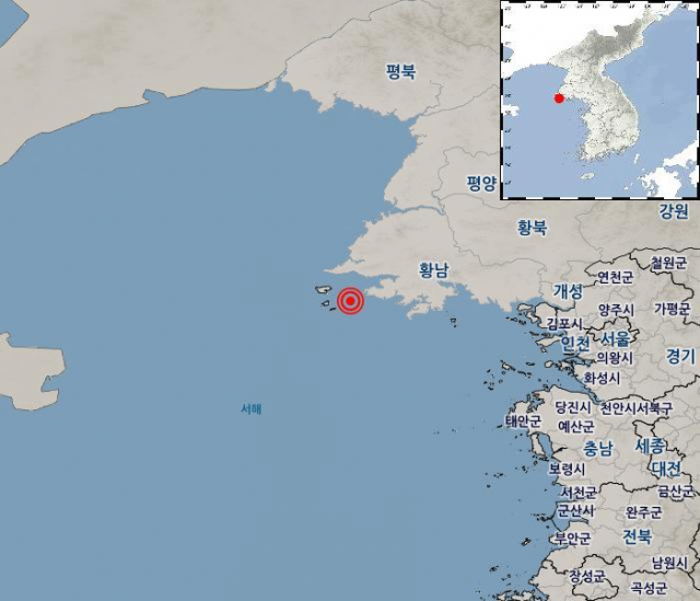 규모 3.2, 북한 황해도 옹진 앞바다 지진. 기상청