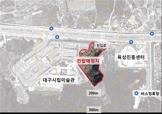 대구간송미술관 건립예정지인 대구 수성구 삼덕동 360-6 외 2필지.
