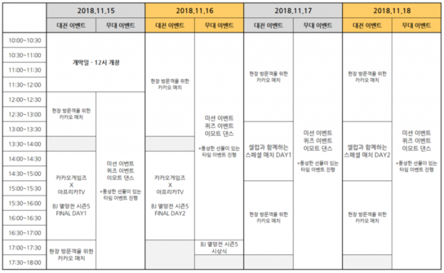 배틀그라운드 벡스코 지스타 타임테이블. 배틀그라운드 공식카페