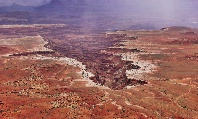 Buck Canyon Overlook은 평평한 땅에 마치 지진이 나서 갈라진 것처럼 땅이 꺼졌있는 것 같은 모습을 하고 있다.