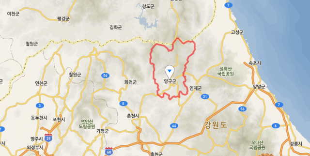 강원도 양구군. 네이버 지도