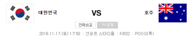 한국 호주 축구 중계 방송사 및 시간