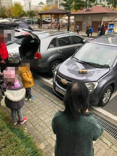 대구 달성군 한 아파트 20층에서 초등학생이 던진 벽돌로 부서진 차량. 매일신문 독자 제공