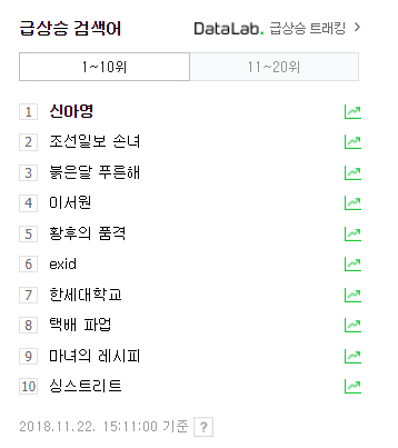 신아영 실검 1위, 조선일보 손녀 2위로 내려가