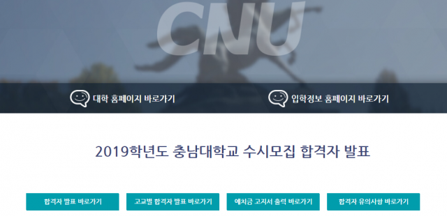 충남대학교 14일 오후 3시 수시 합격자 발표 예정
